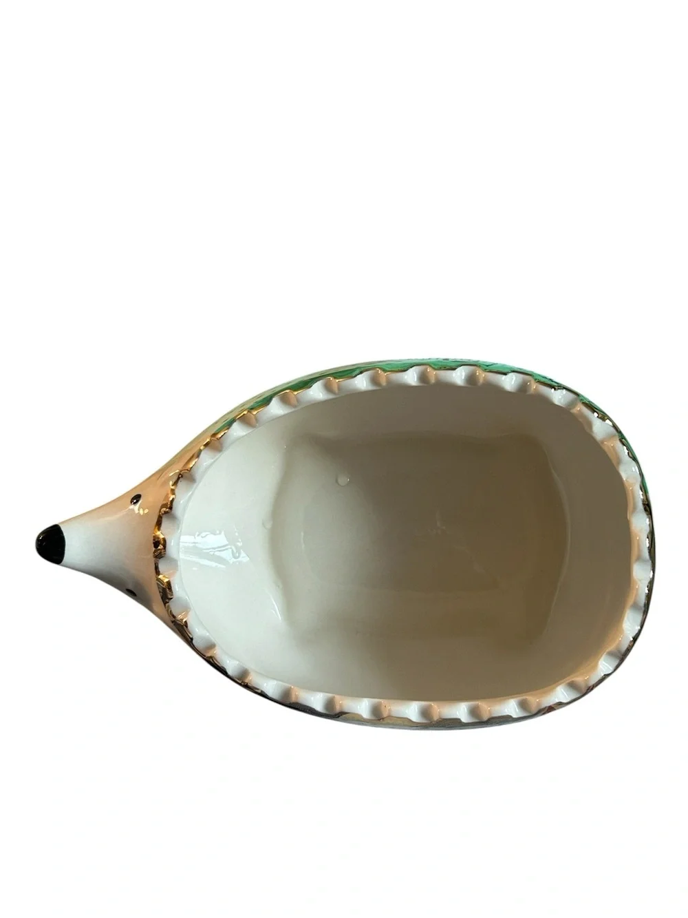 Signature White & Gold Ceramic Hedgehog Bowl EUC Whimsy China Animal Print